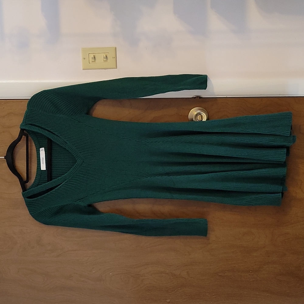 Green Fit and Flare Sweater Dress